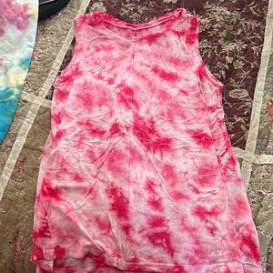Justice pink tie dye tank top